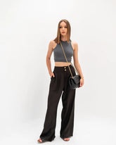 wide Linen Pants - Black